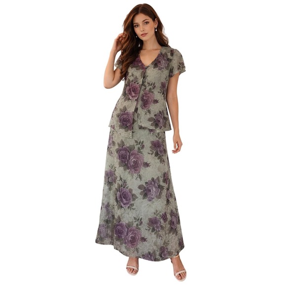 Vintage Jessica Howard Rose Floral Midi Dress 90s Grunge Goth Garden M - Picture 2 of 9